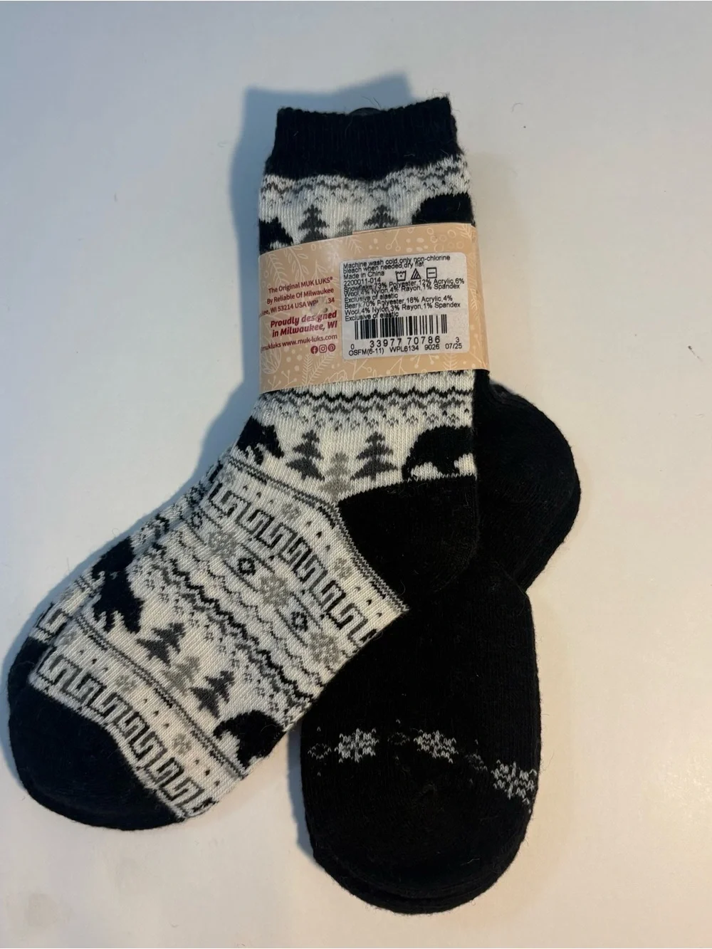 NWT Cozy Muk Luks Womens Crew Socks 2 pack Black Gray Shoe Sz 6-11 Winter